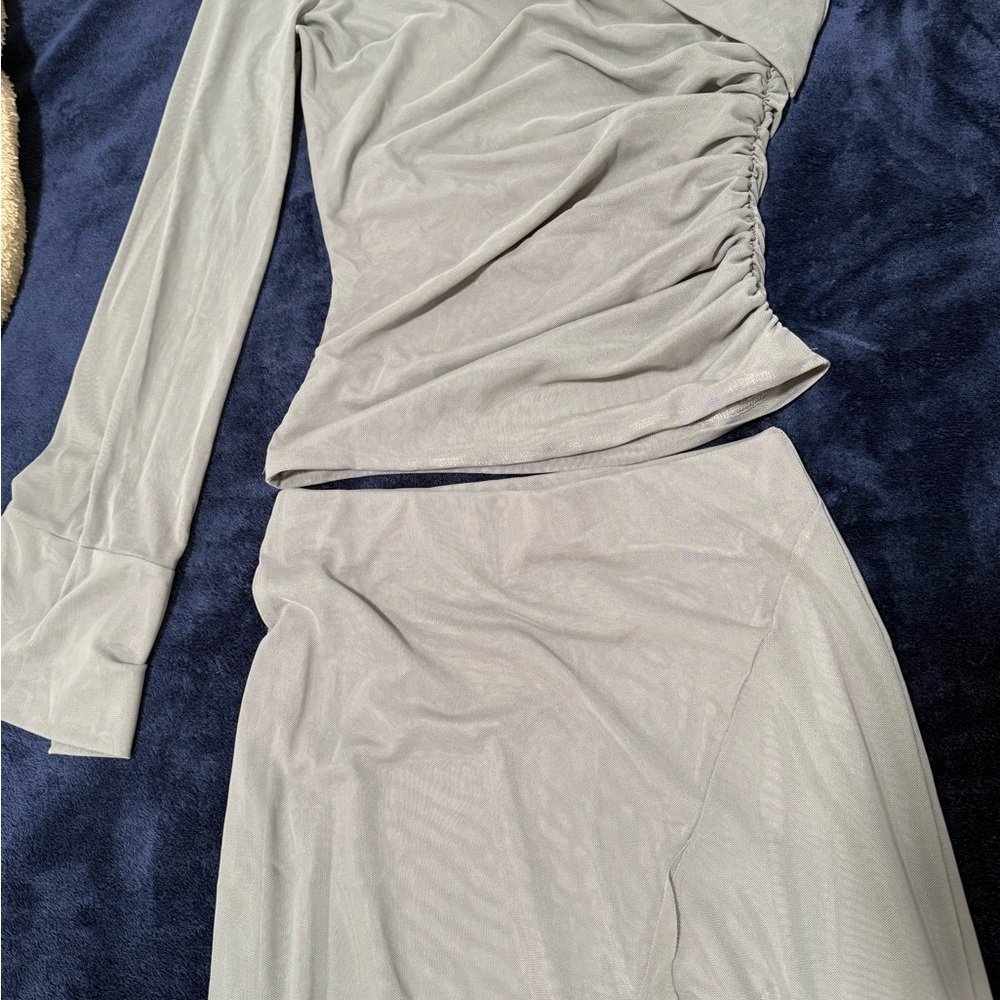 Elegant Gray Ruched Set